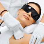 Laser Hair Removal model wearing mask