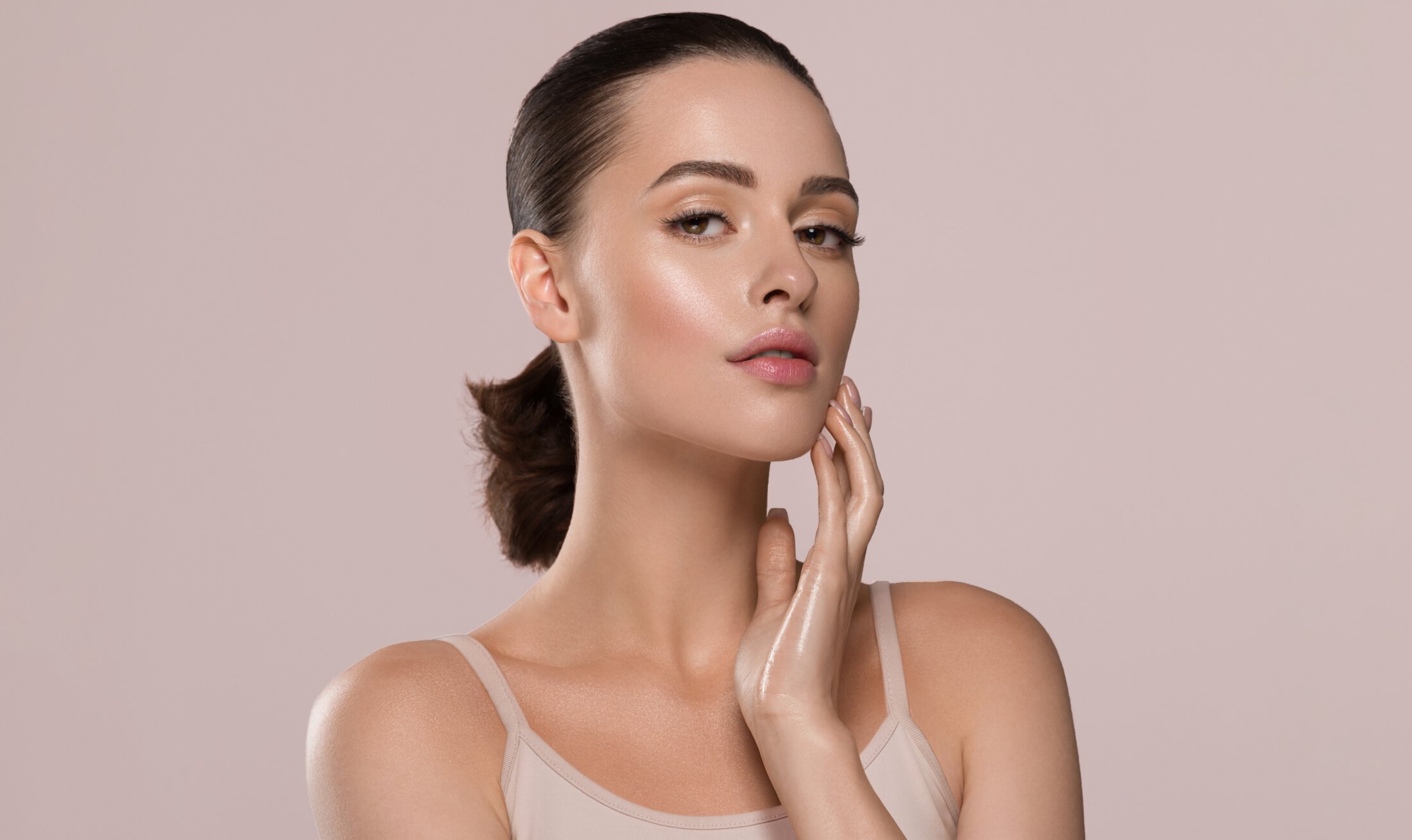 Newtown plastic surgery model with dark hair