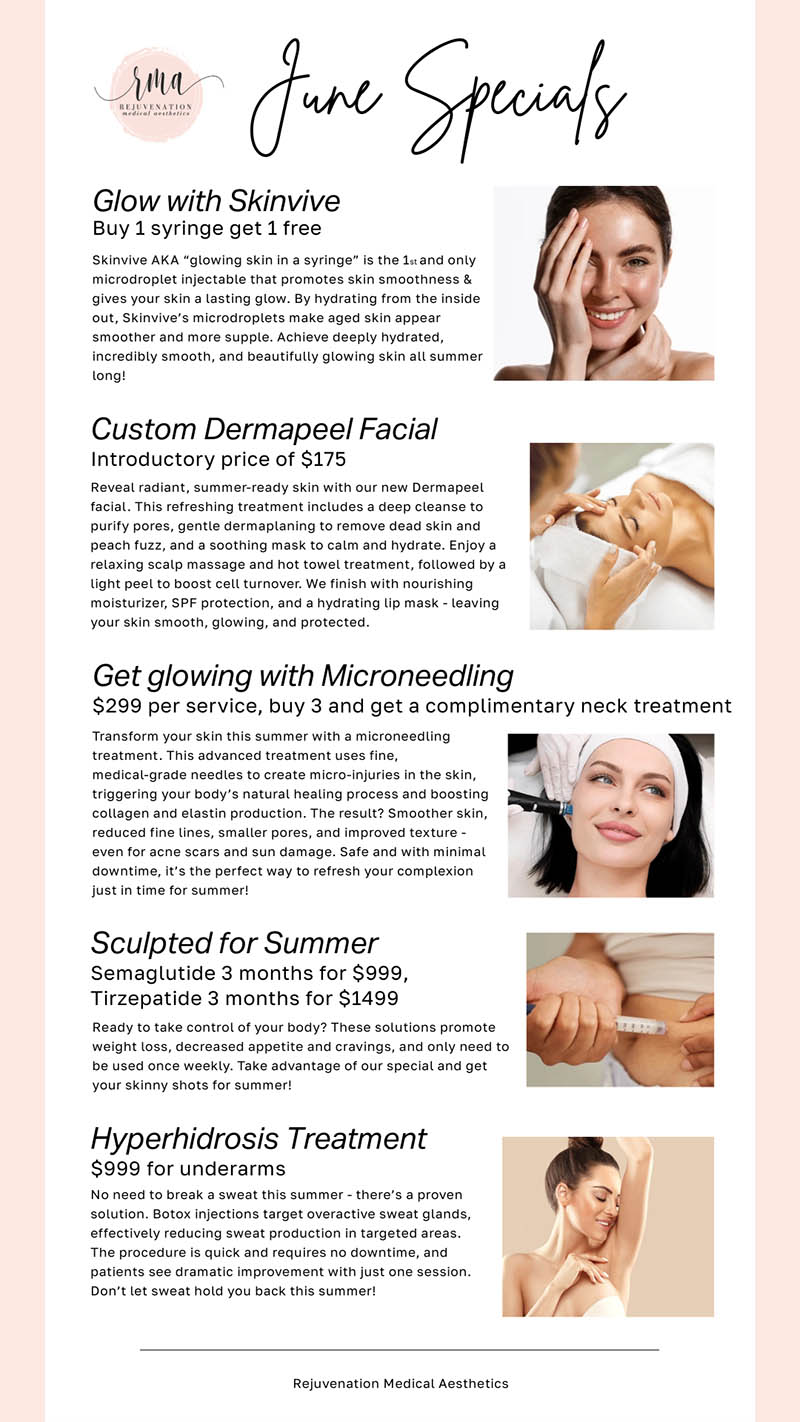 New June Specials | Rejuvenation Medical Aesthetics