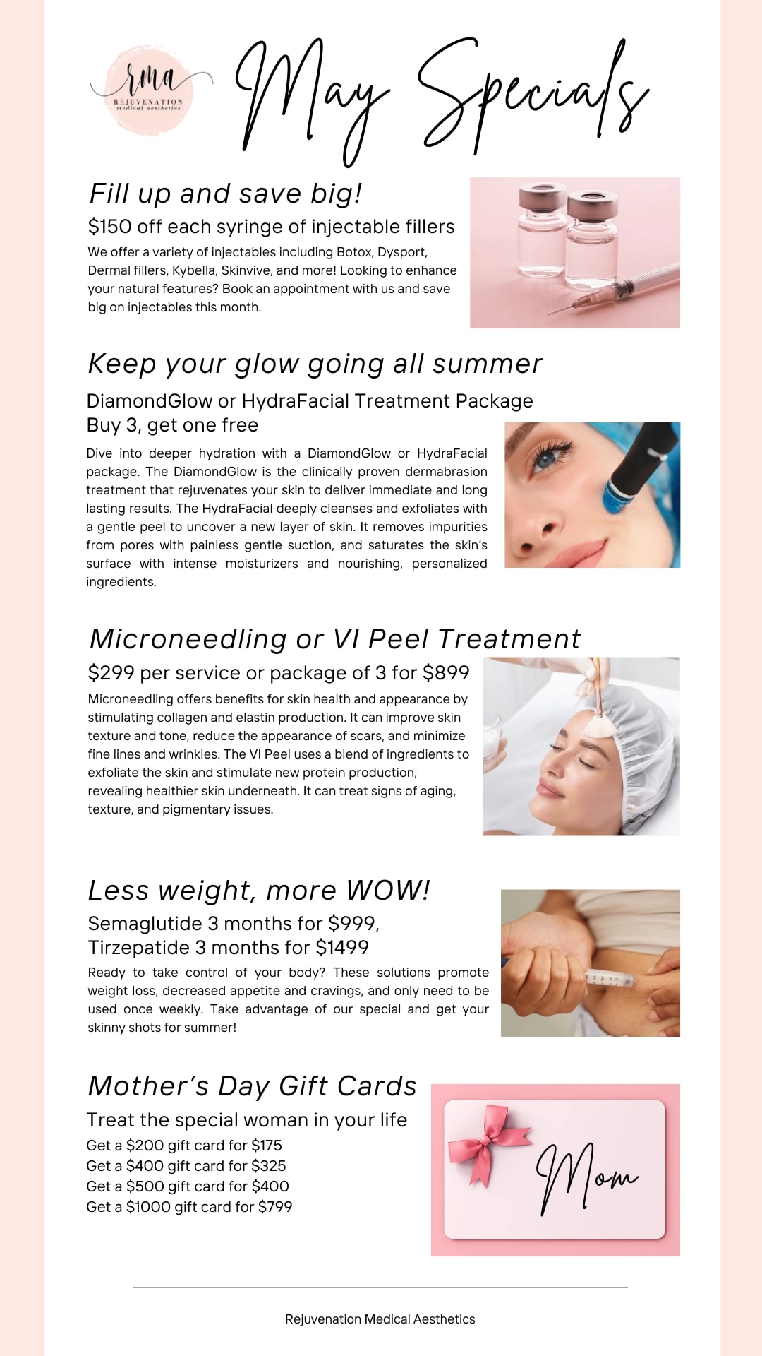 New May Specials | Rejuvenation Medical Aesthetics